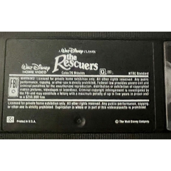Disney’s The Rescuers VHS 1992 Black Diamond Classic - Picture 4 of 8